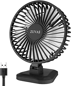 Zuvas Desk Fan, USB Powered Small Fan Quiet Portable Fan Personal Mini Fan 3 Speeds Small Fan 70 Adjustable Head for Indoor Home Office Bedroom, Black