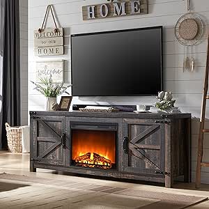 OKD Farmhouse Fireplace TV Stand for 70 75 Inch TV