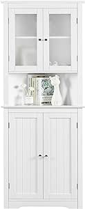 Iwell 63.8" Tall Corner Cabinet with 4 Doors and 5 Storage Shelves, Corner Bathroom Cabinet, Freestanding Storage Cabinet for Bathroom, Living Room, Kitchen, White