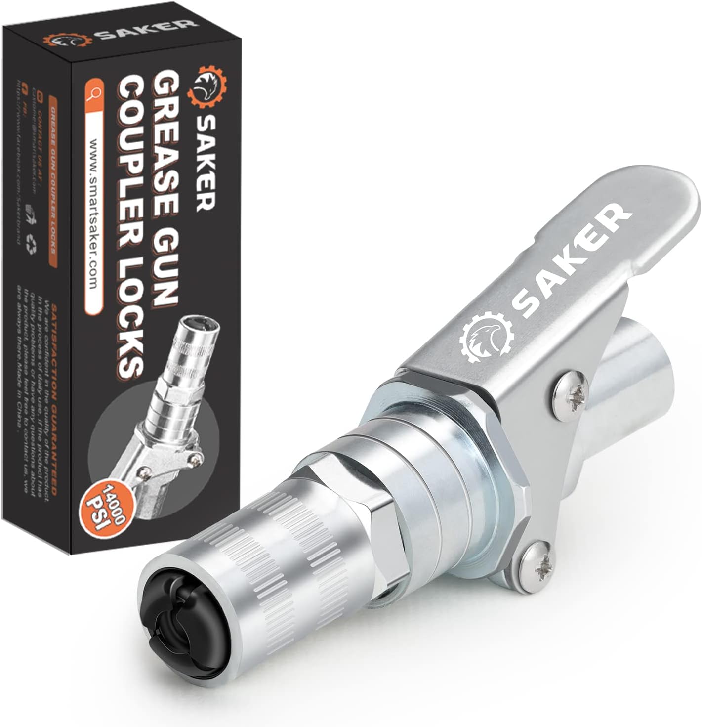 Saker Grease Gun Coupler-Upgrade to 14000 PSI,Duty Quick Release Grease Couplers,Compatible with All Grease Guns 1/8 NPT Fittings (1 PC)