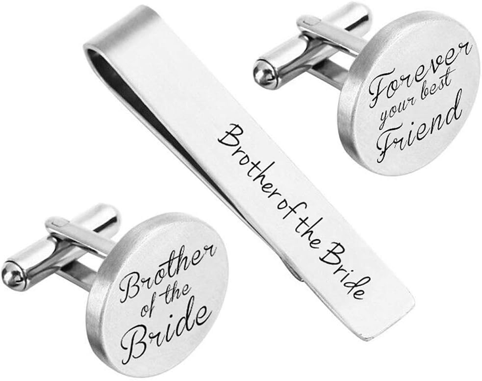 Cufflinks Wedding Engraved Groom Groomsman Father of the Bride Best Man Tie Clip Tack Bar ZUNON