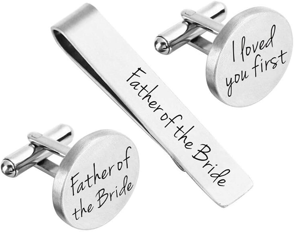 Cufflinks Wedding Engraved Groom Groomsman Father of the Bride Best Man Tie Clip Tack Bar ZUNON