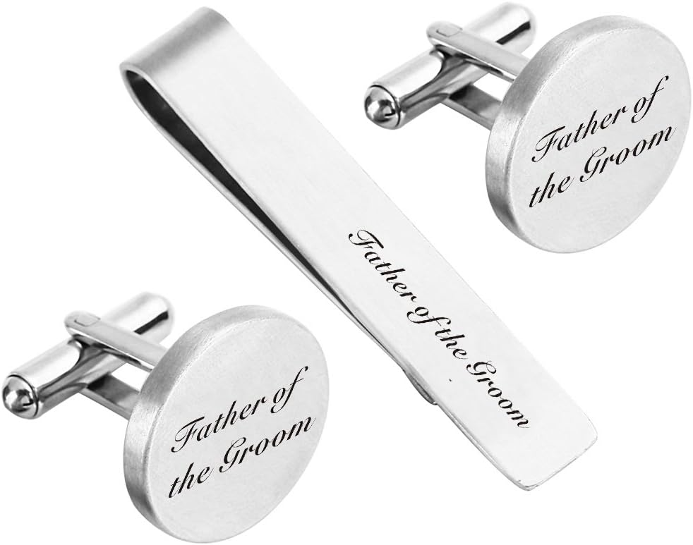 Father of the Bride Cufflink Engraved Text Personalized Wedding stepfather stepdad Tie Clip Tack ZUNON