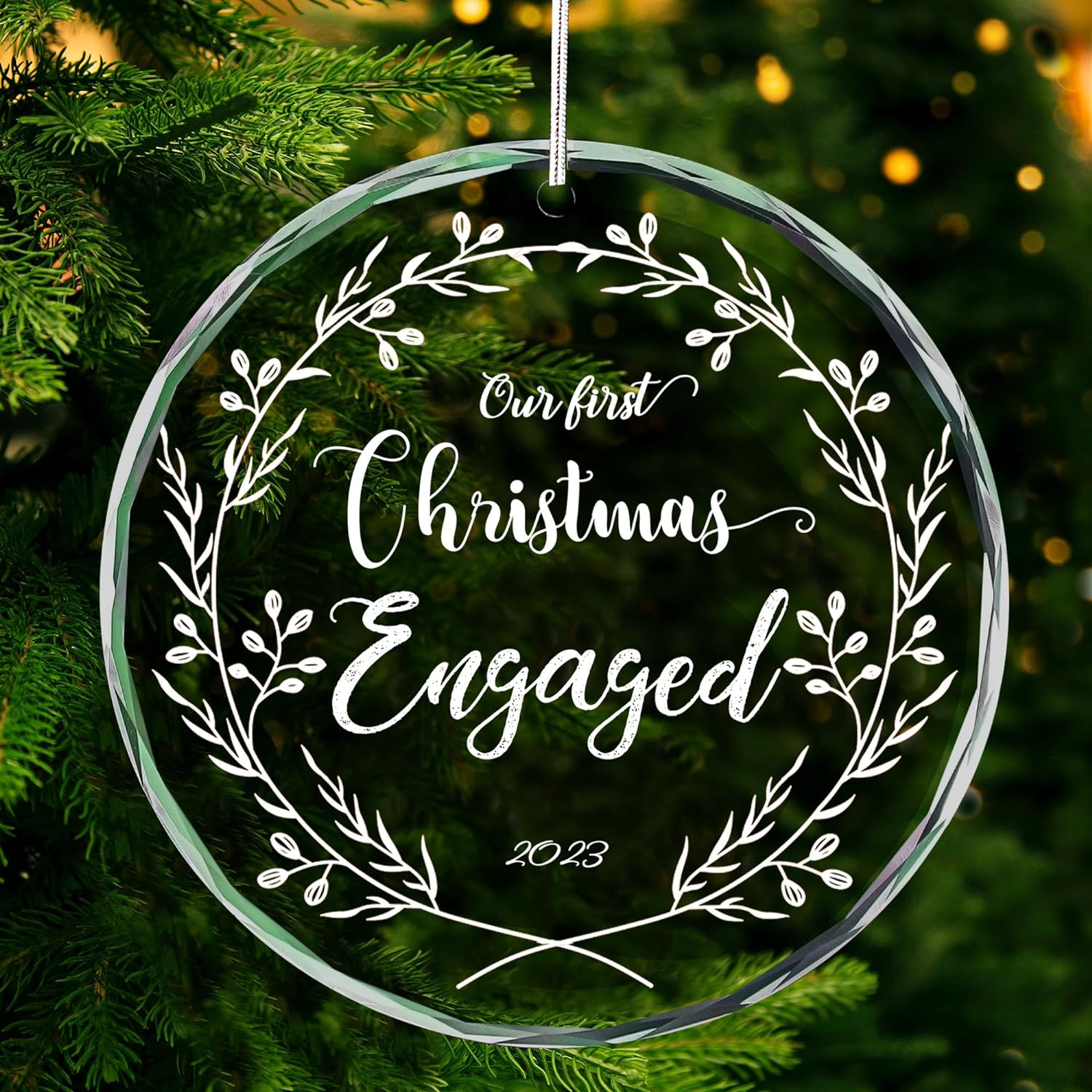 Engagement Gifts, Engaged Ornaments 2023, Engagement Gifts for Couples, Engagement Decorations, Fiance Gifts for Him,Wedding Gift for Couples, Newlywed Christmas Ornament (White Engaged)