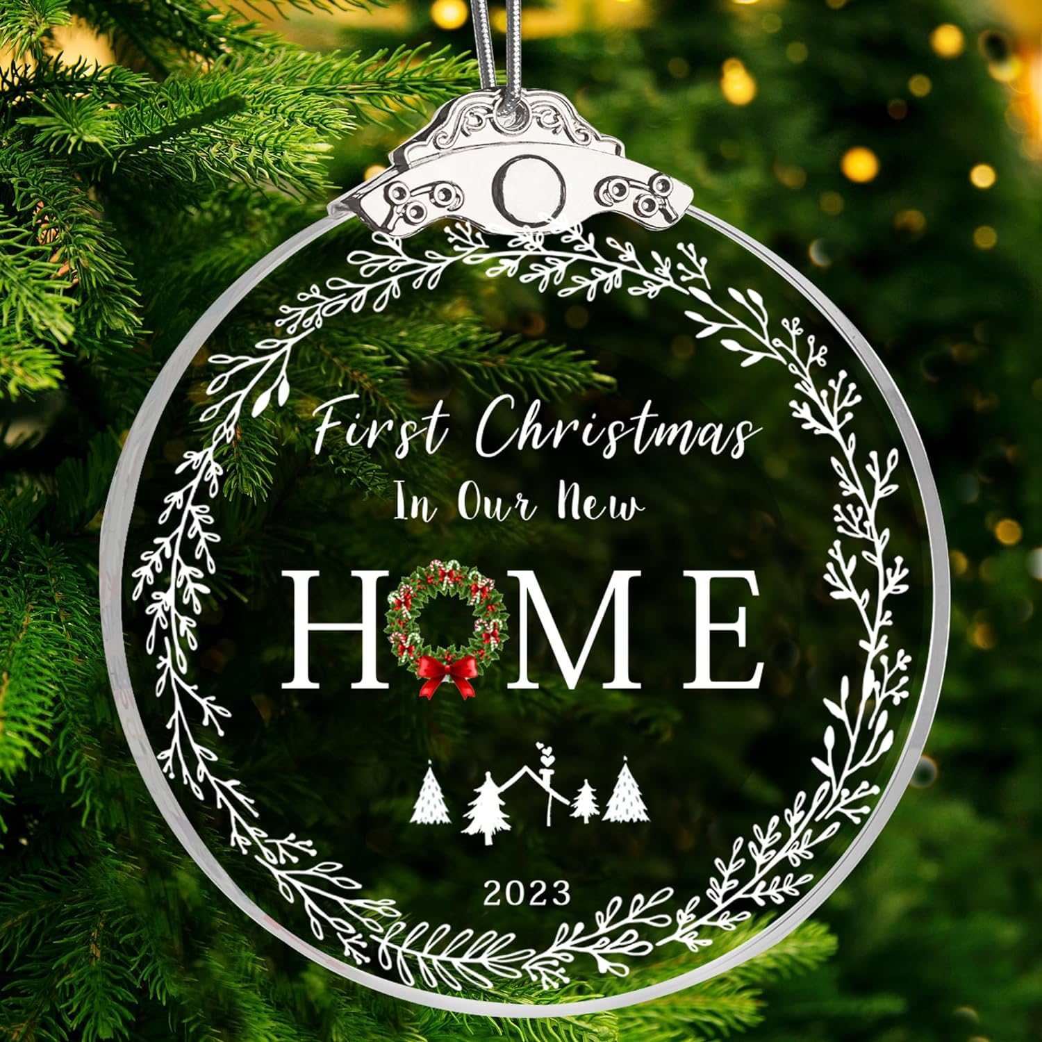 Housewarming Gifts for New House, New Home Gift Ideas, New Home Ornament 2023, Christmas Decorations, Home Depot Gifts House Warming Gift Glass Ornament (Round New Home)