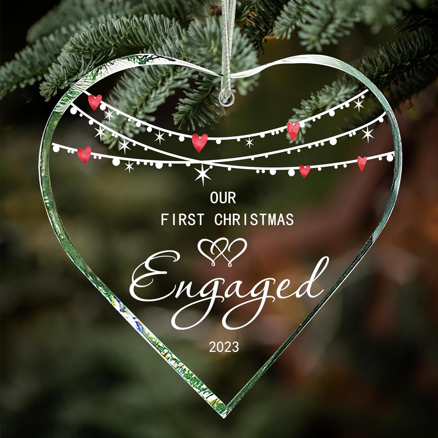 Engagement Gifts, Engagement Ornament 2023, Engaged, Engaged Gifts for Couples, Christmas Ornament, Newlywed, Engagement Party Decorations, Couples Gifts (Heart Engaged)