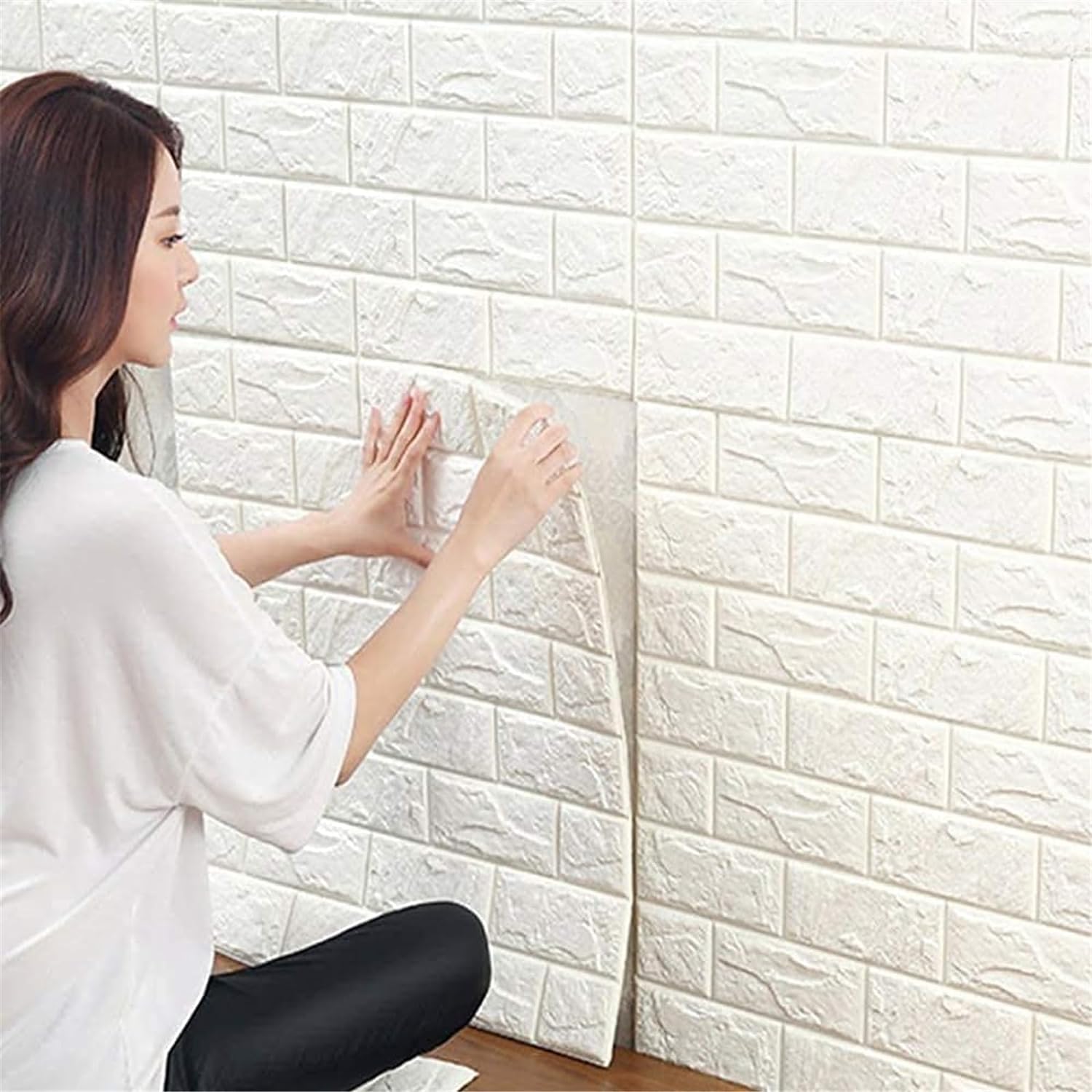 10Pcs 3D Wall Panels Peel and Stick - PE Foam DIY Self Adhesive, Waterproof, Perfect for Interior Wall Decor in Bedroom & Living Room - 3D Panels for Interior Wall Decor (10pcs 13.78 x 14.96, White)