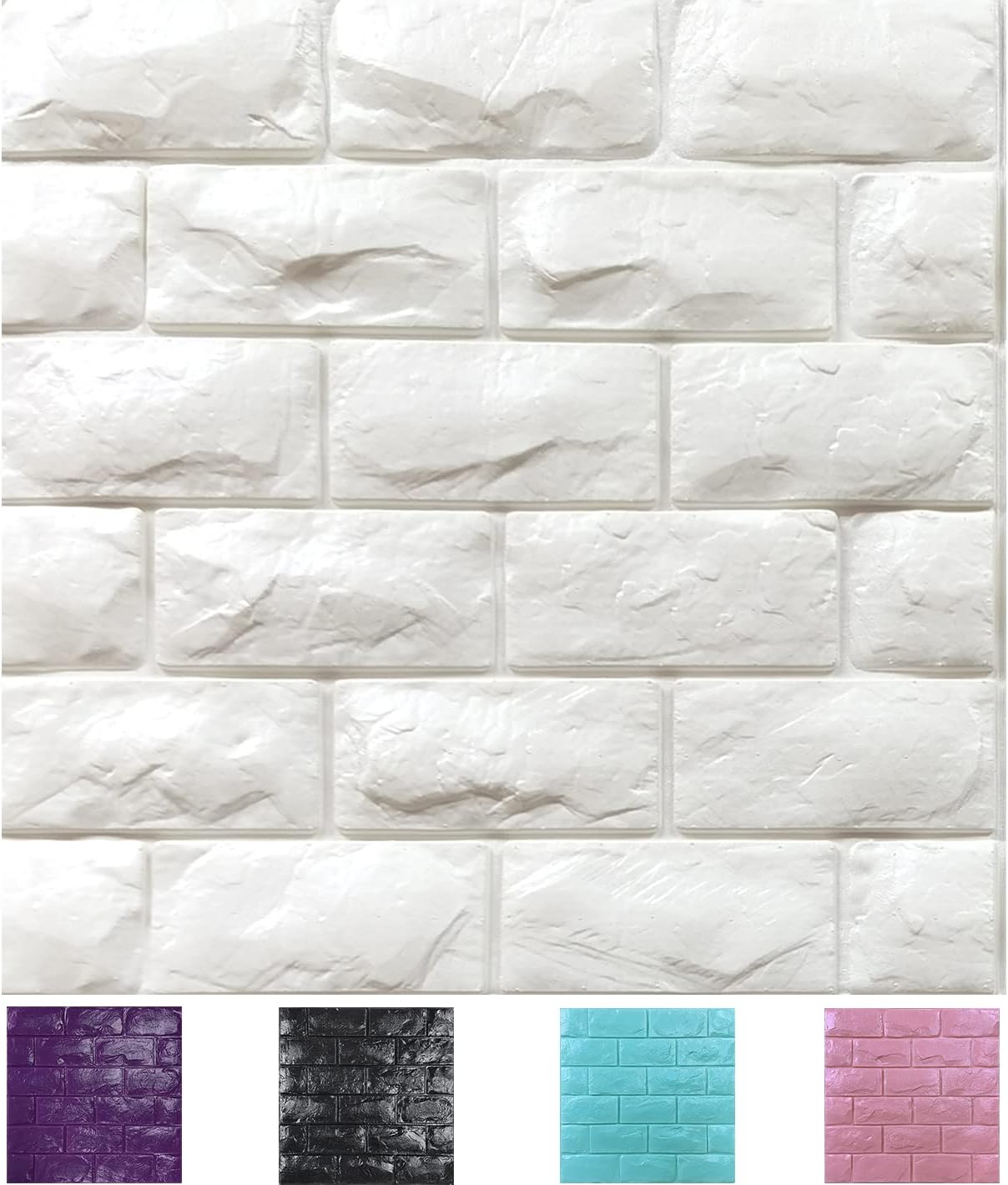 11PCS 3D Wall Panels Peel and Stick Faux Brick Wallpaper White Self Adhesive Foam Brick Paneling Faux Stone Wall Panels (11PCS, White)