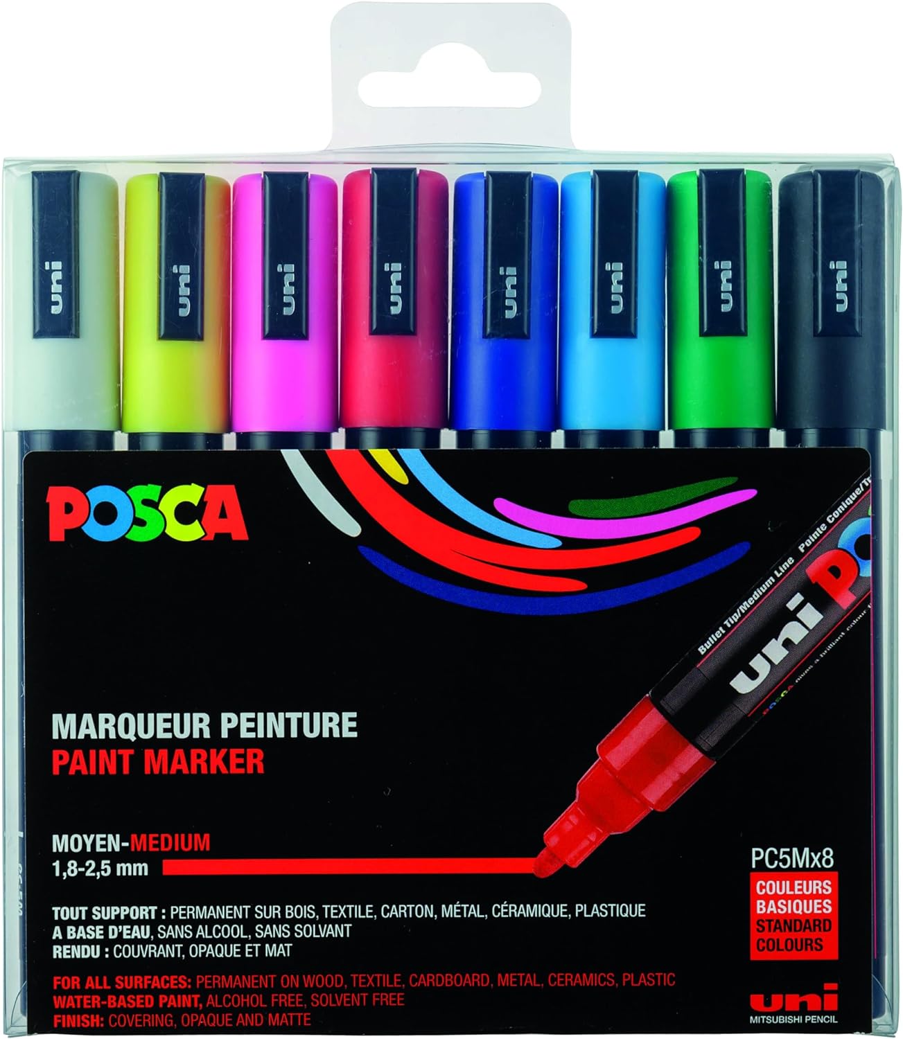 8 Posca Markers 5M, Posca Pens for Art Supplies, School Supplies, Rock Art, Fabric Paint, Fabric Markers, Paint Pen, Art Markers, Posca Paint Markers