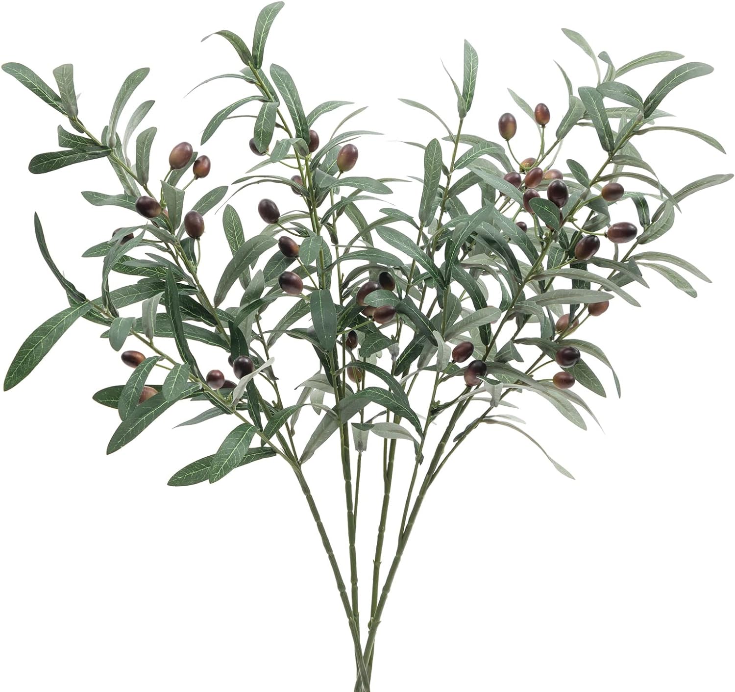 SHACOS 4 PCS Artificial Olive Branches Stems with Olives for Vase Greenery Branch Bulk 28 inch Long Tall Faux Olive Tree Branch for Home Wedding Decor