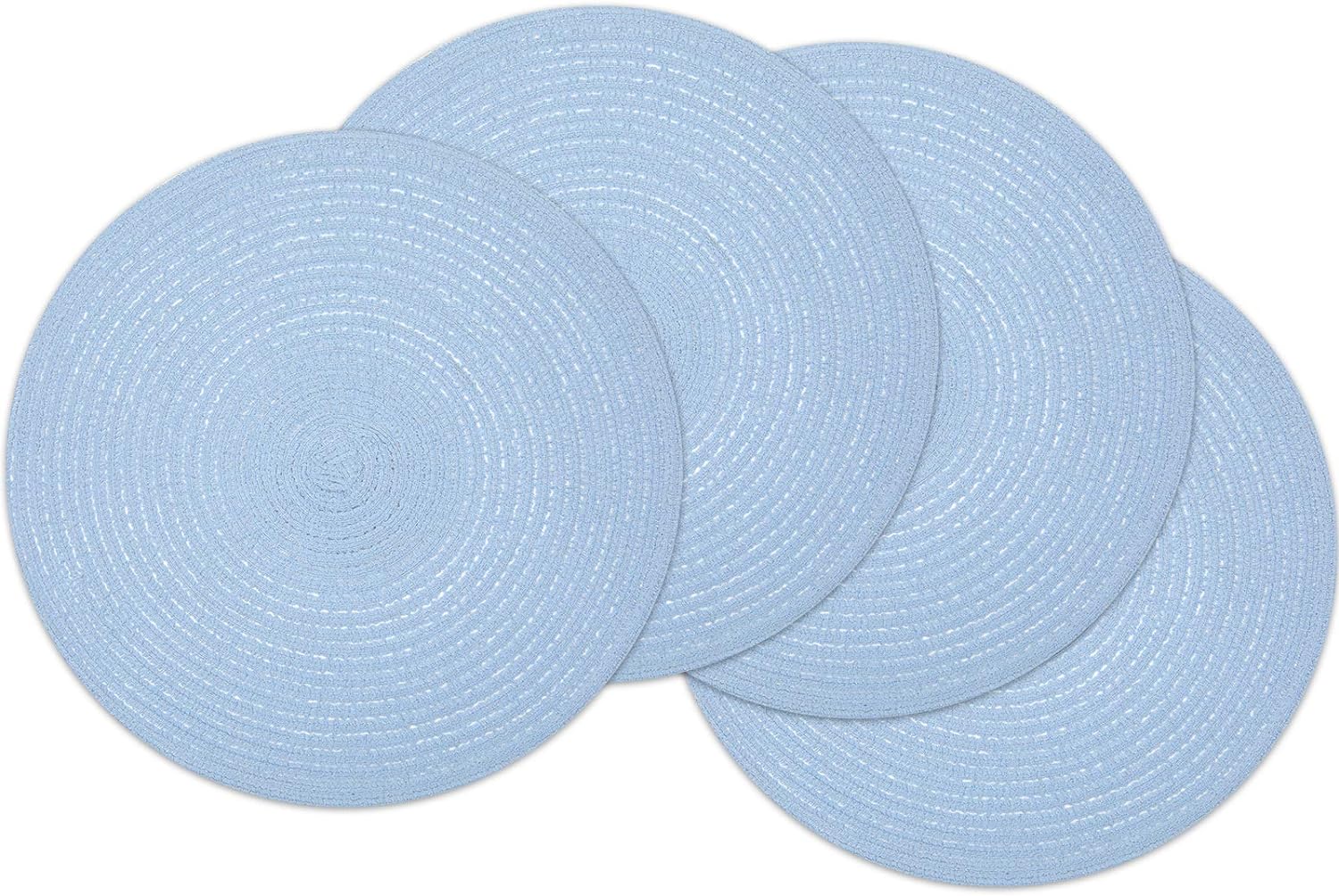 SHACOS Round Braided Placemats Set of 4 Washable 15 inch Round Table Place Mats for Dining Tables (Light Blue, 4)