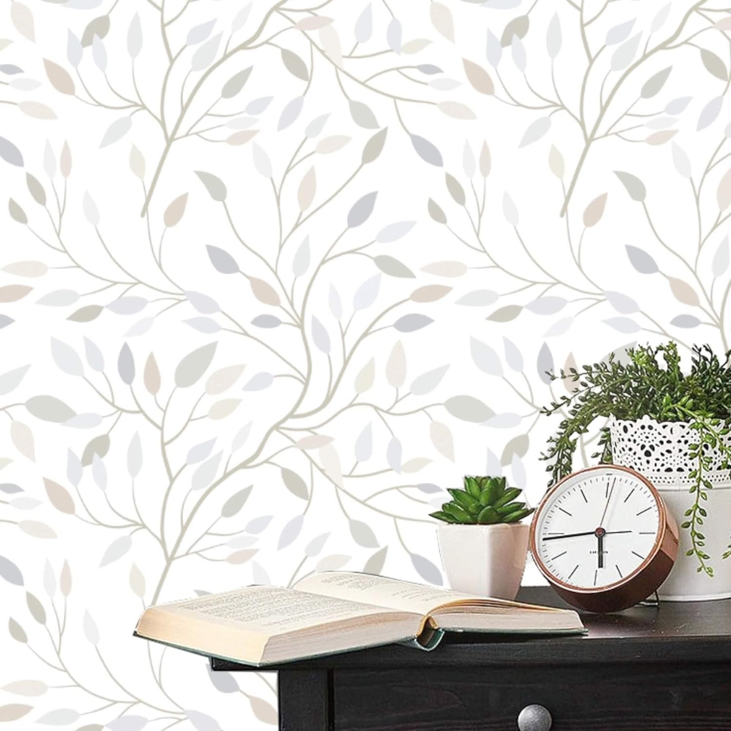 Heroad Brand Boho Peel and Stick Wallpaper Leaf Contact Paper Peel and Stick Floral Removable Wallpaper Self Adhesive Wallpaper for Walls Cabinets Shelf Liner Thicken Vinyl Roll 15.5 x 118
