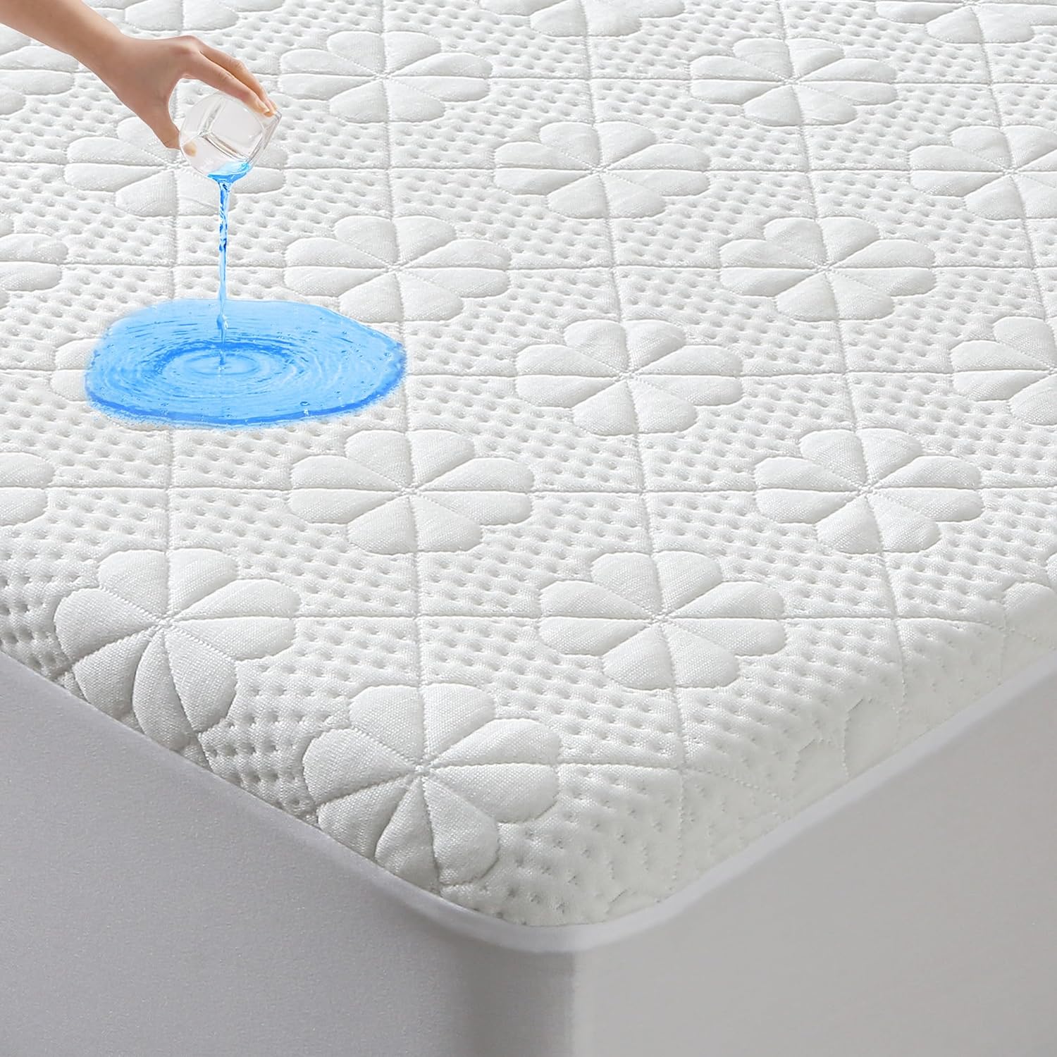 GOONIK Full Size Waterproof Mattress Protector, Cooling Bamboo Viscose Mattress Pad Cover for Full Size Bed, Super Soft Full Size Mattress Cover for 6-16 inches Mattress, White
