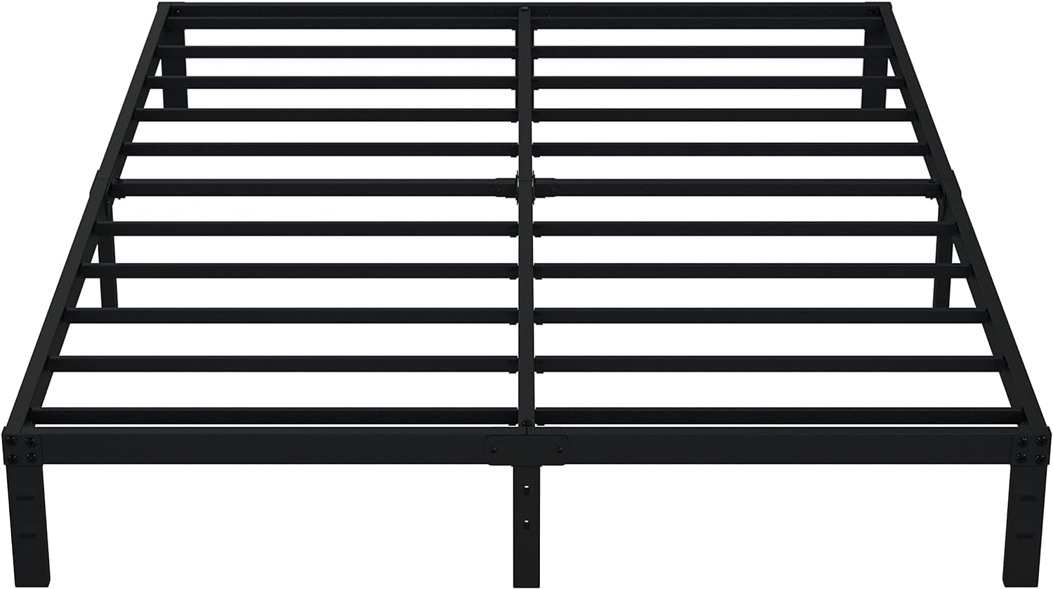 EMODA Queen Bed Frame No Box Spring Needed 10 Inch Heavy Duty Metal Platform BedFrame Queen Size with Steel Slats, Easy Assembly, Black