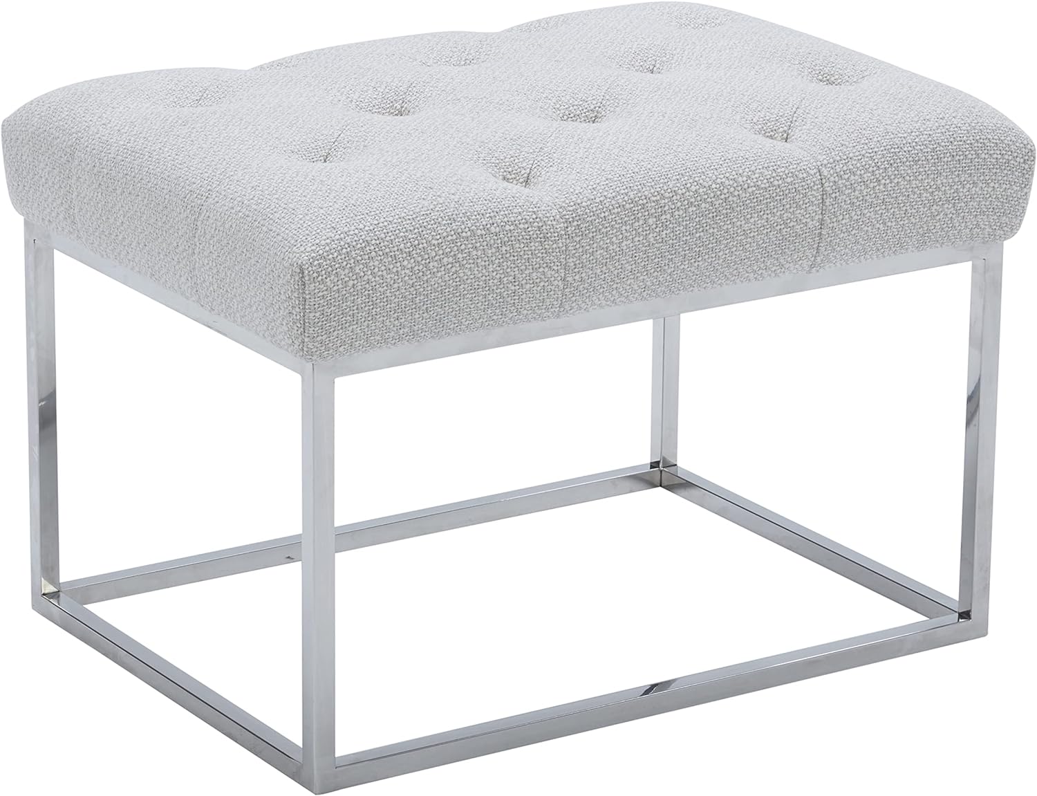 Amazon Brand  Rivet Mid-Century Modern Tufted Ottoman Stool with Metal Base, 26.8W, Stucco