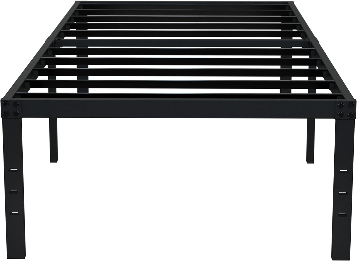 EMODA 18 Inch Twin Bed Frame No Box Spring Needed, Heavy Duty Tall Metal Twin Platform Bed Frames with Large Storage Space, Noise Free, Easy Assembly, Black