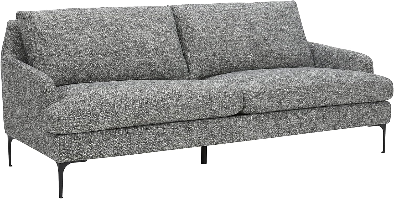 Amazon Brand  Rivet Modern Sofa Couch with Metal Legs, 85W, Dark Gray