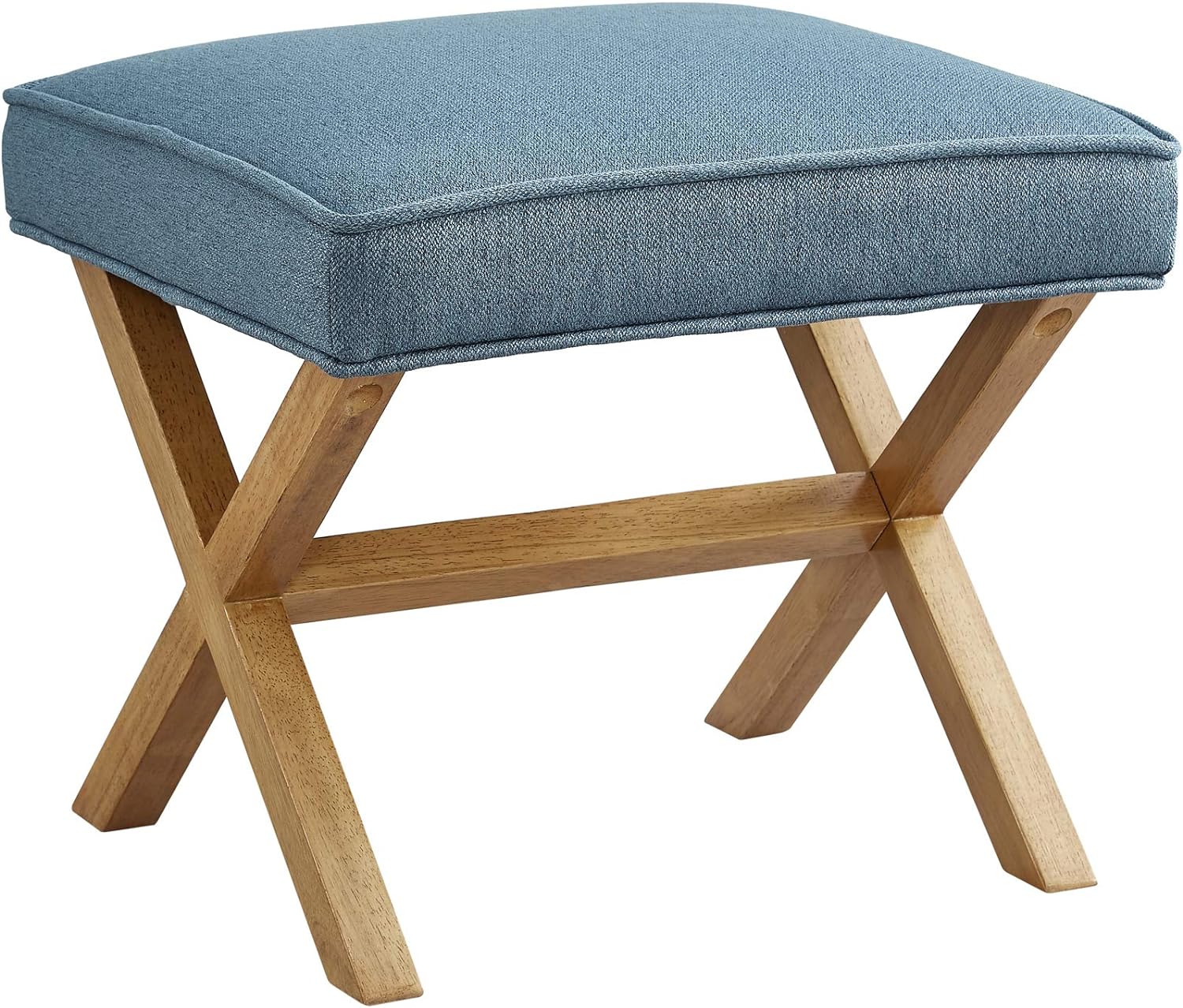 Amazon Brand - Rivet Mid-Century Modern X Square Ottoman Chair, Indigo Blue, 20W x 18D x 18H