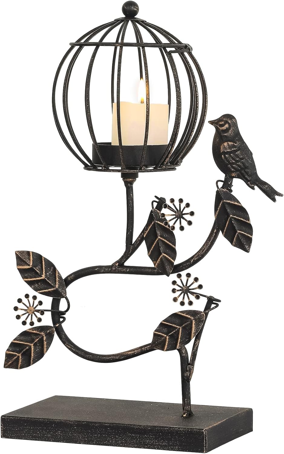 Adeco Decorative Table Candle Lanterns Iron Candle Holder Outdoor Lanterns Rustic Home Decor for Garden, Patio