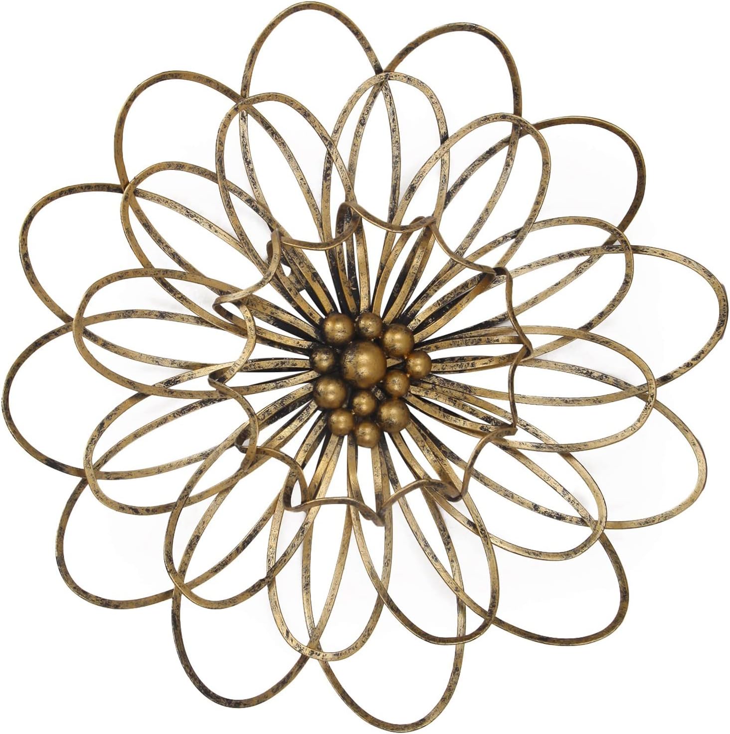 Adeco Metal Flowers Wall Decor, Modern Wall Art Decoration Floral Sculpture Distressed Hanging Decor for Bathroom Living Room Home Office Garden Kitchen, Light Bronze