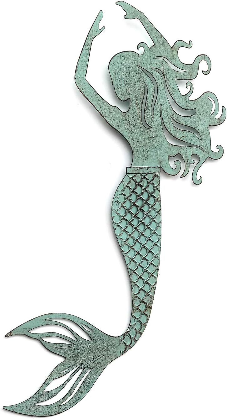 Adeco 24.5 inch Metal Mermaid Wall Decor