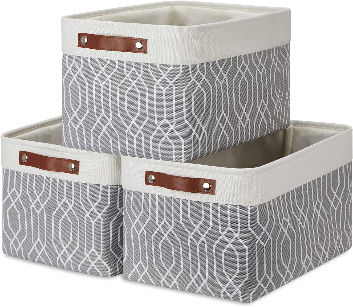 Temary Large Storage Baskets 3 Piece Fabric Storage Bins Boxes Decorative Storage Baskets for shelves, Towels, Toys Baskets for Storage Home Closet, Office Shelf