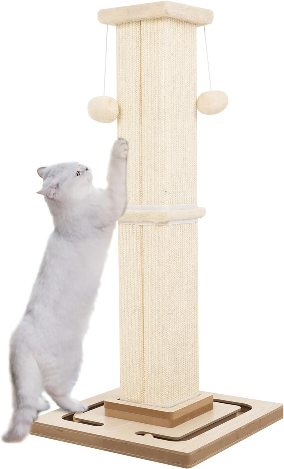 Erivc Cat Scratching Post 32 Inch Tall Cat Scratcher for Indoor Large Cats and Kitten, Nature Sisal Modern Cat Scratch Post Improve Cat's Scratching Habits, Beige