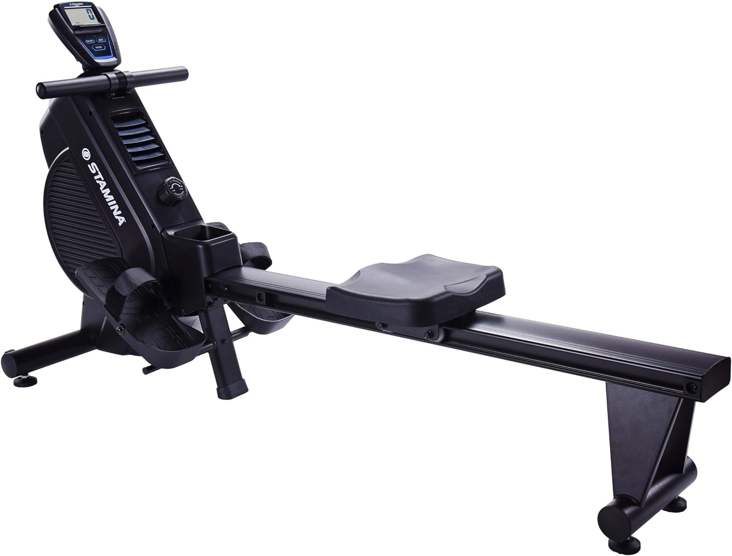 Stamina Dual Air and Magnetic Resistance Rowing Machine w/Fitness Coaching App - 8 Levels Magnetic & Air Resistance, LCD Monitor - Compact Rowing Machines for Home Use