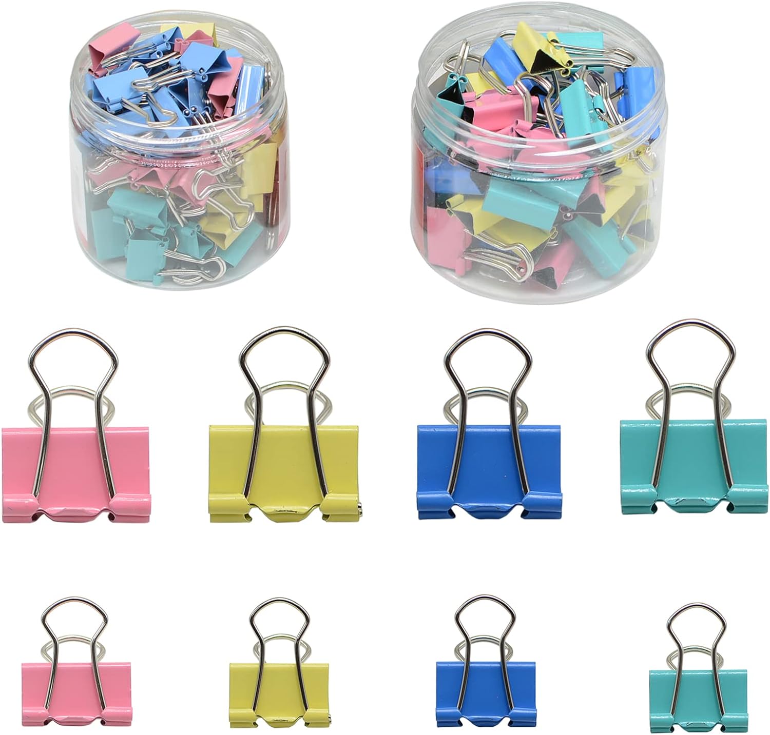 100 Pcs Colourful Small Binder Clips 2 Size Paper Clamps for Office Work School and Home Supplies (15mm and 19mm 100pcs)