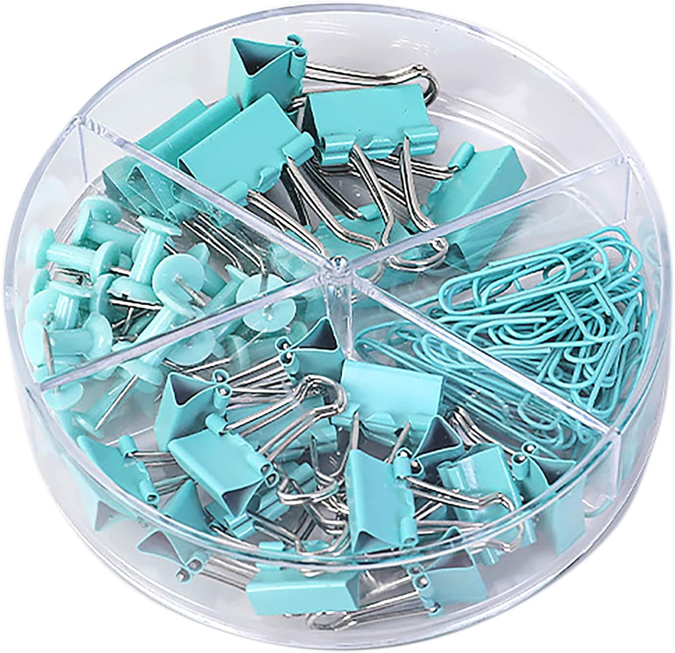 72 Pcs Green Small Binder Clips, Paper Clips and Thumbtack for Office Work School and Home Supplies (72pcs Mixed, Green)