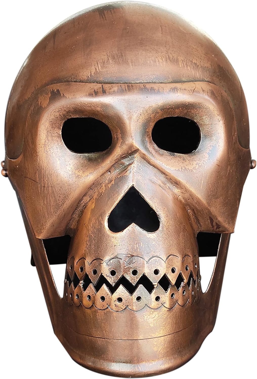 PORTHO Helloween Skeleton Skull Scary Ghost Helmet Full-Face Armour Replica Copper Metal Antique Mask Gift for Roleplay Drama