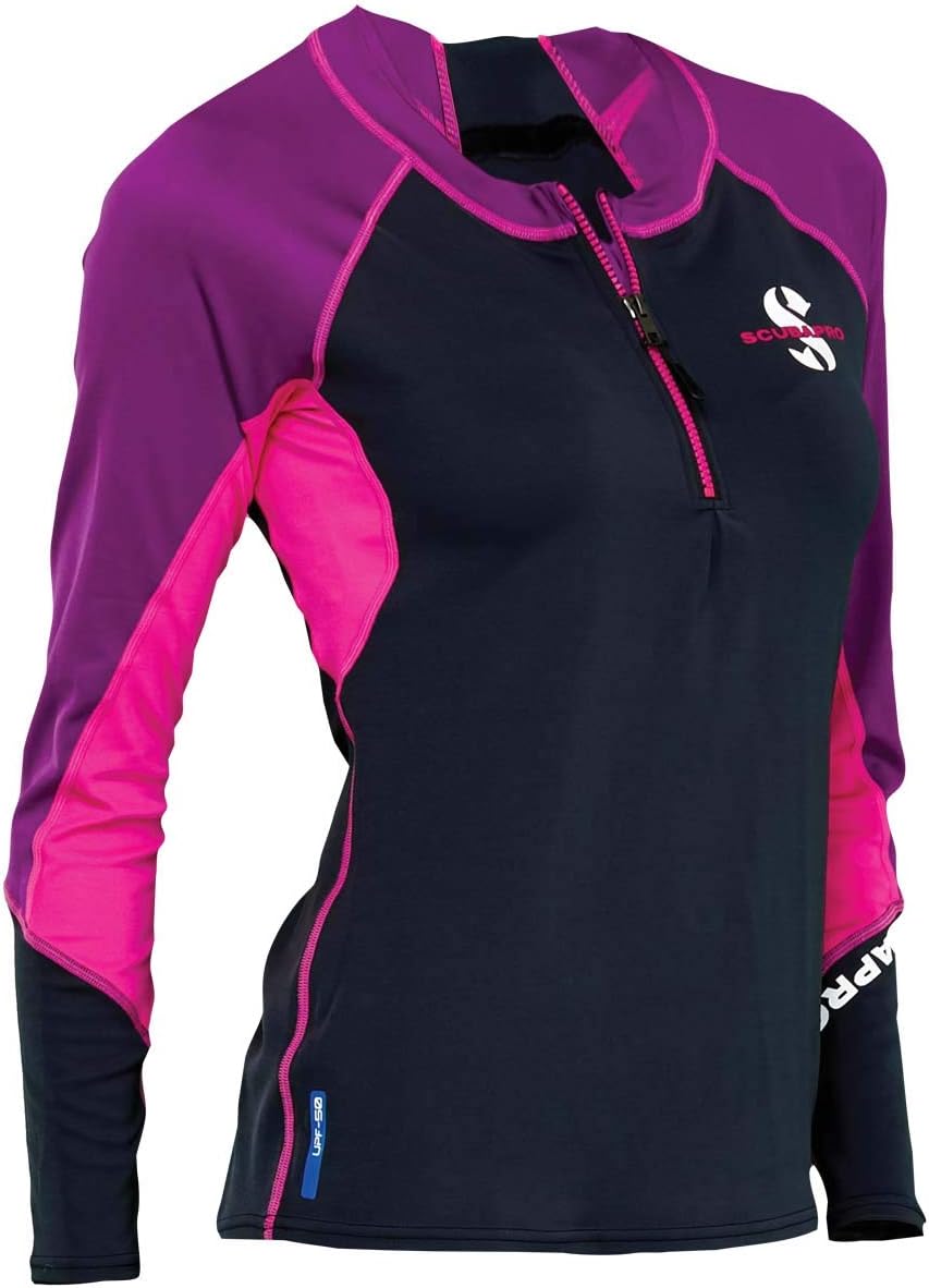 Scubapro Women's Rash Guard Zippered Channel Flow Rashguard (UPF 50)