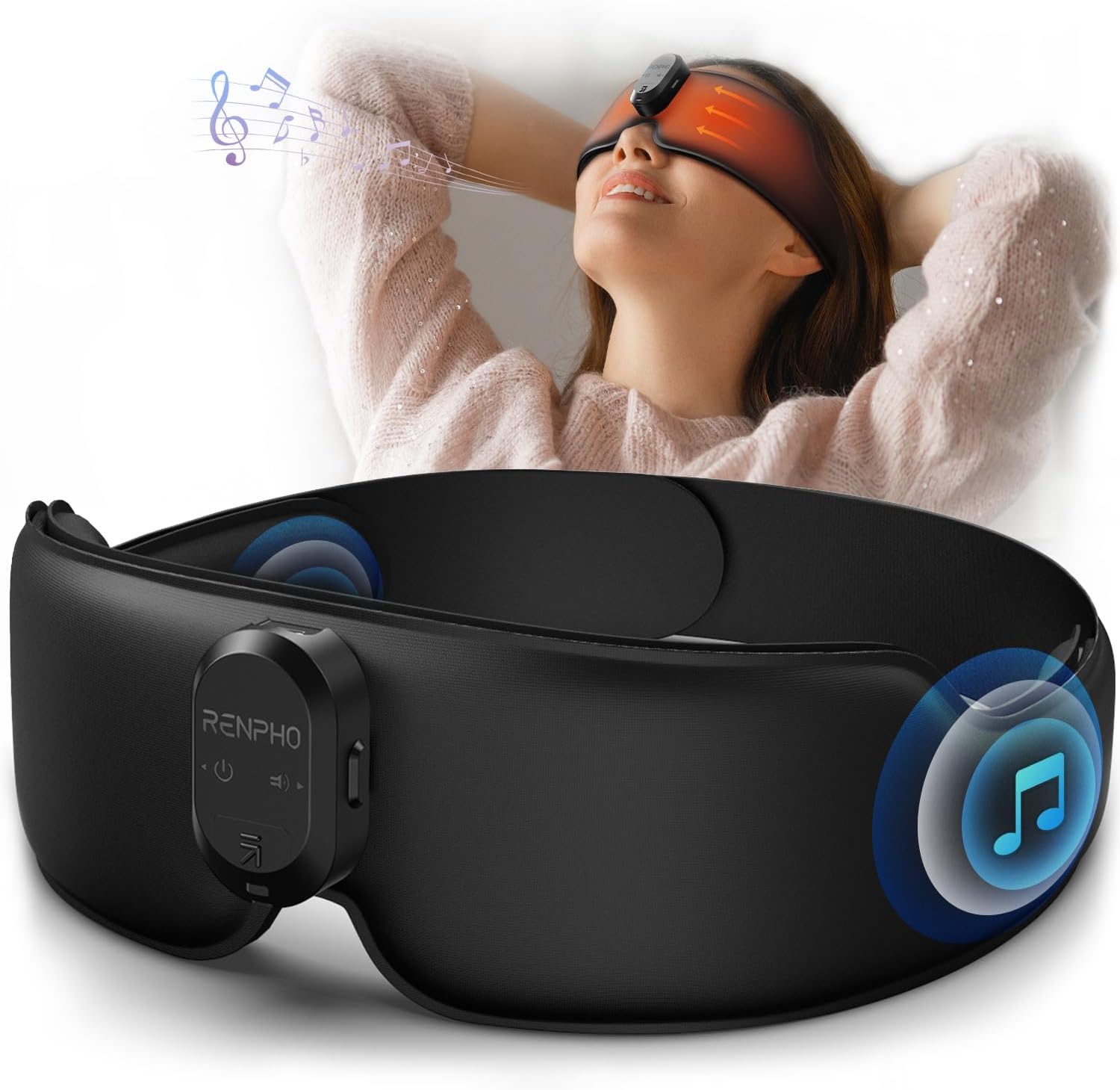 Heated Eye Mask with Bluetooth Headphone,RENPHO Aromatherapy 3D Cordless Heat Sleeping Mask for Dry Eye, Electric Warm Eye Mask for Travel&Relax&Meditation,Christmas Gifts for Men/Women