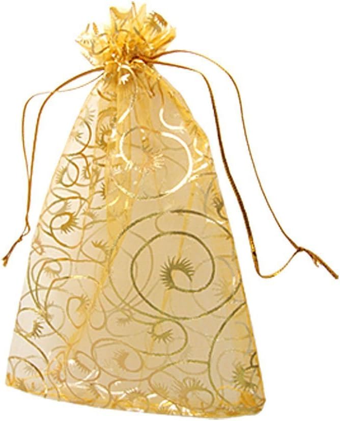 Wedding Favors Small Gift Bags, 100pcs 3.9x4.7 Inch (10x12cm) Gold Organza Bags for Party Favor Bags Small Business Candy Bags Mesh Bag (Gold, 3.9'x4.7')