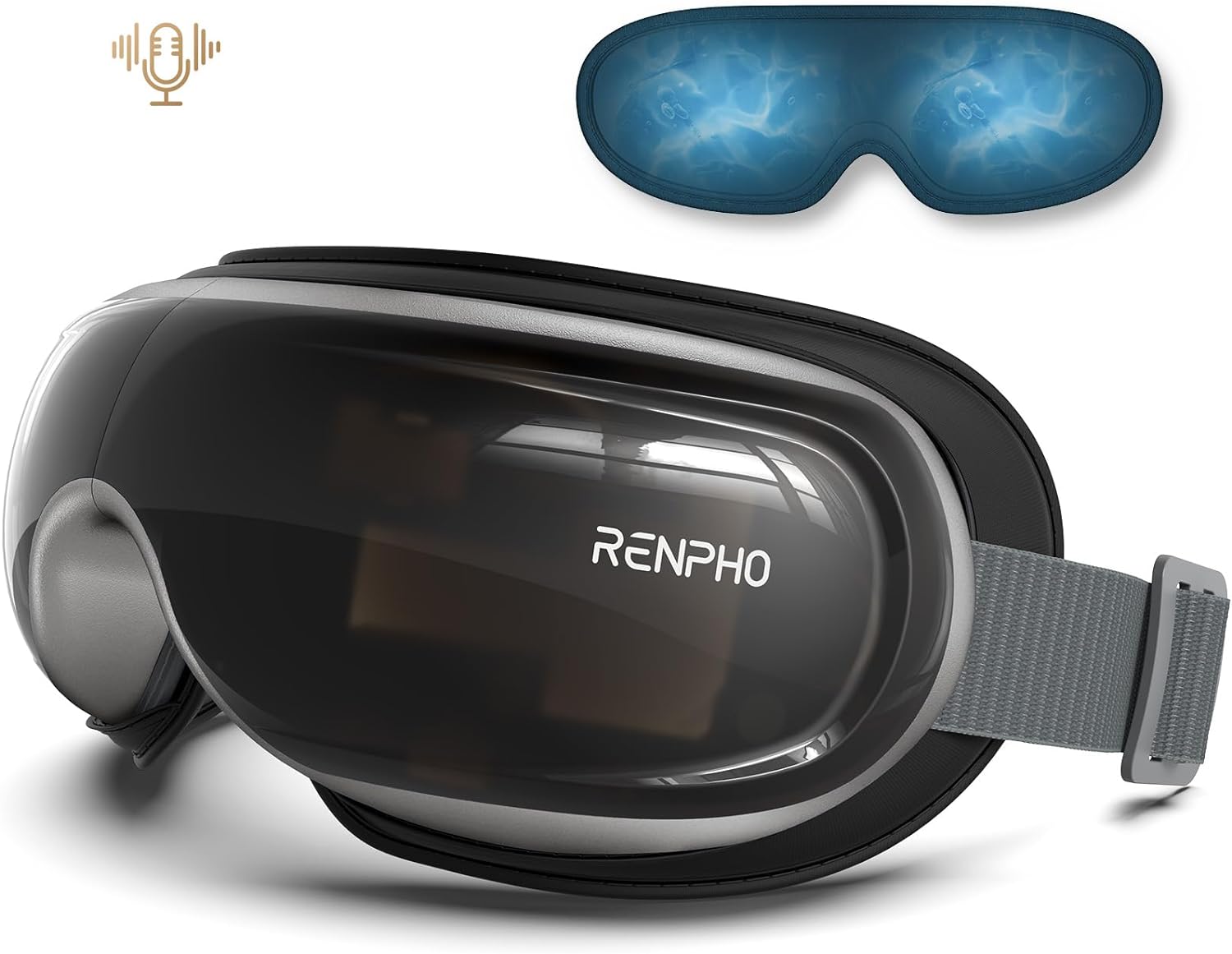 RENPHO Eyeris 3 - Voice Controlled Eye Massager with Preset Commands & Heat, Heated Eye Mask with DIY Massage Setting, Bluetooth Music Eye Relax Devices