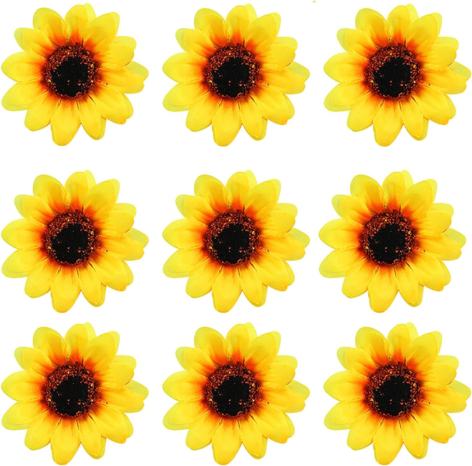 Yansanido 50pcs 2.8 Artificial Silk Yellow Sunflower Heads Fabric Floral for Home Decoration Wedding Decor, Bride Holding Flowers,Garden Craft Art Dcor (Ssunflower Heads 50pcs - 2.8)