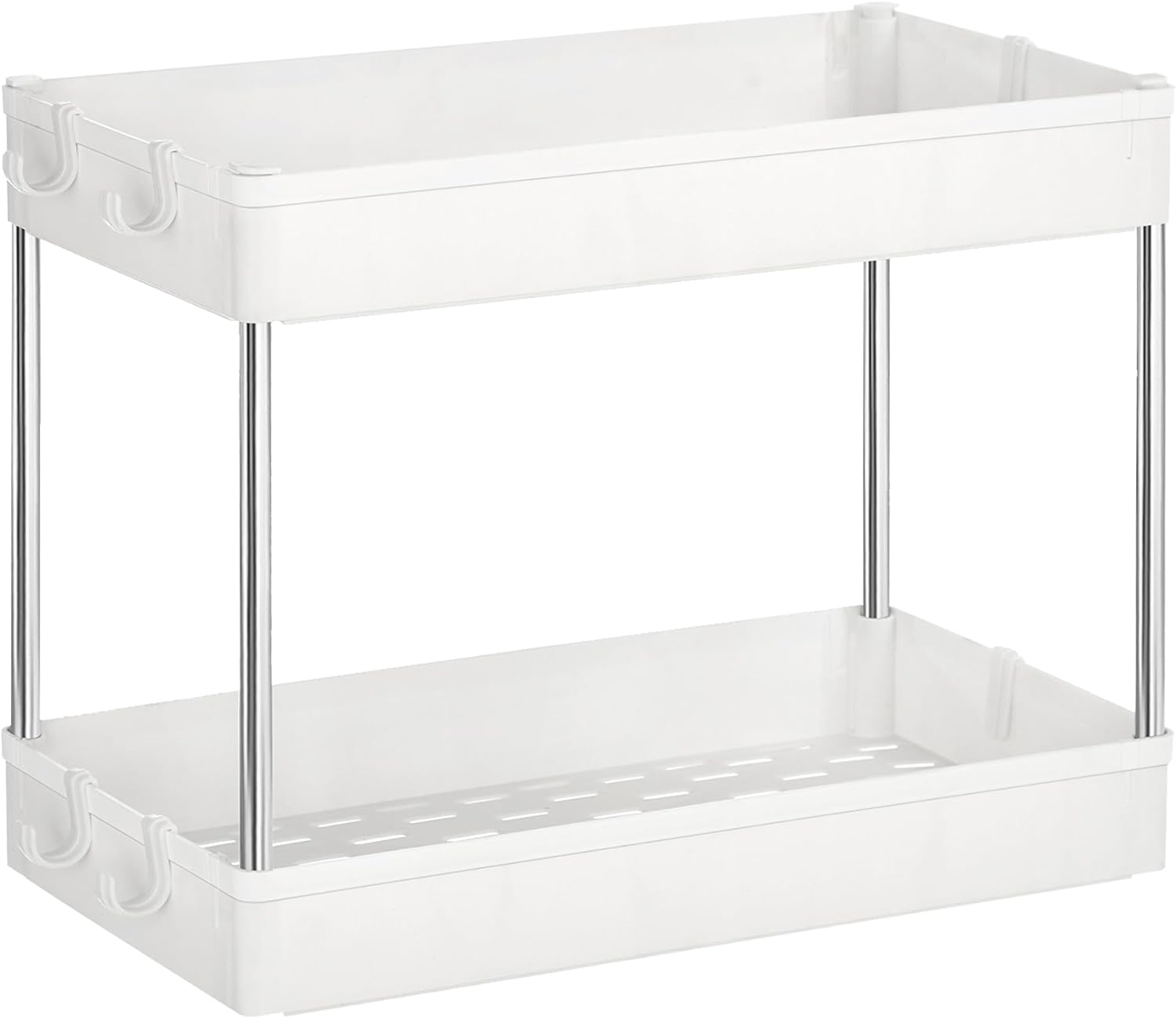 SONGMICS, 2-Tier Bathroom Sink, Kitchen Cabinet Organizers and Storage, 15.7 x 8.7 x 12.2 Inches, White