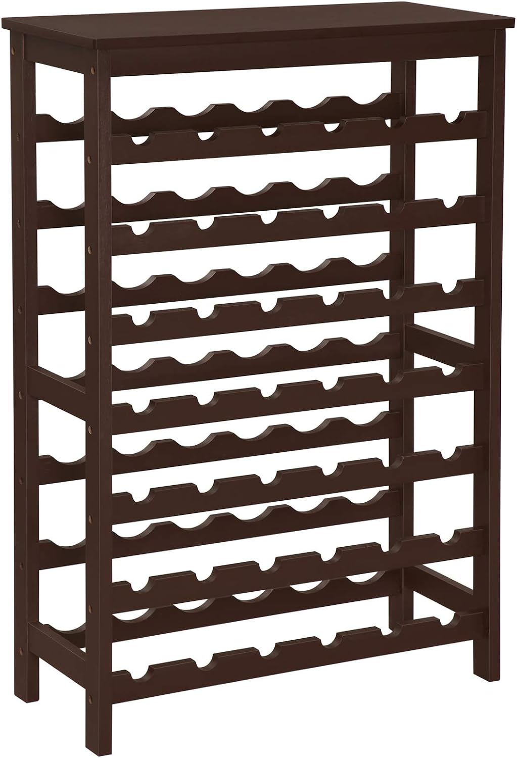 SONGMICS 42-Bottle Wine Rack Free Standing Floor, 7-Tier Display Wine Storage Shelves with Table Top, Bamboo Wobble-Free Bottle Holder for Kitchen Bar Dining Room Living Room, Espresso UKWR27BR