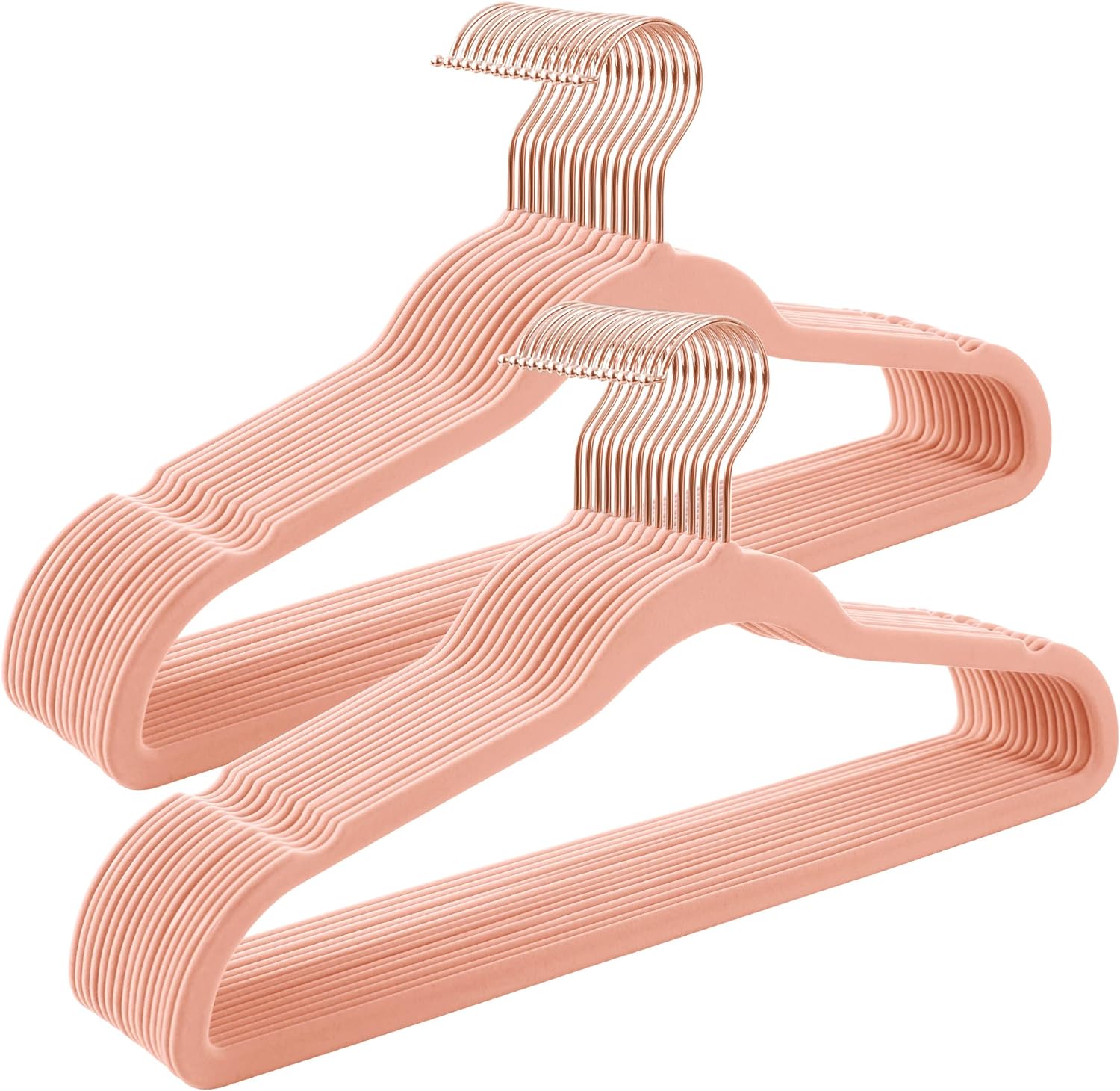 SONGMICS Velvet Hangers 30 Pack, Non-Slip Hangers with Rose Gold-Colored Swivel Hooks, Slim Space-Saving Hangers, Velvet Hangers for Closet, Heavy-Duty Hangers, Pink UCRF026P30