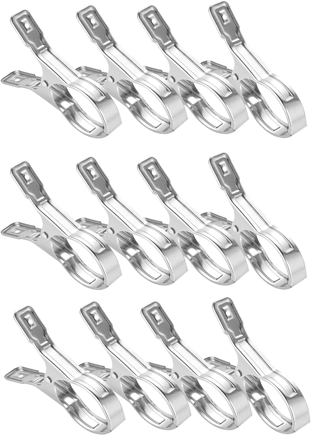 Beach Towel Clips, 12 Pcs 5.5 Inch Length Stainless Steel Mental Clips for Quilt, Beach Towel, Blankets, Clothes, Skirts, Pool Cover, Photos (5.5 inch 12 pcs)