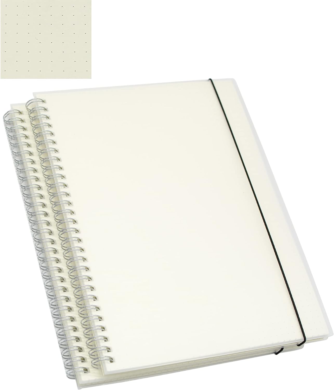 Yansanido Spiral Notebook, 2 Pcs 10.1 Inch x 7.6 Inch B5 Thick Plastic Translucent Frosting Hardcover Dot Paper 80 Sheets -160 Pages Journals for Study and Notes (B5 7.3X 10-Dot Grid 2pcs)