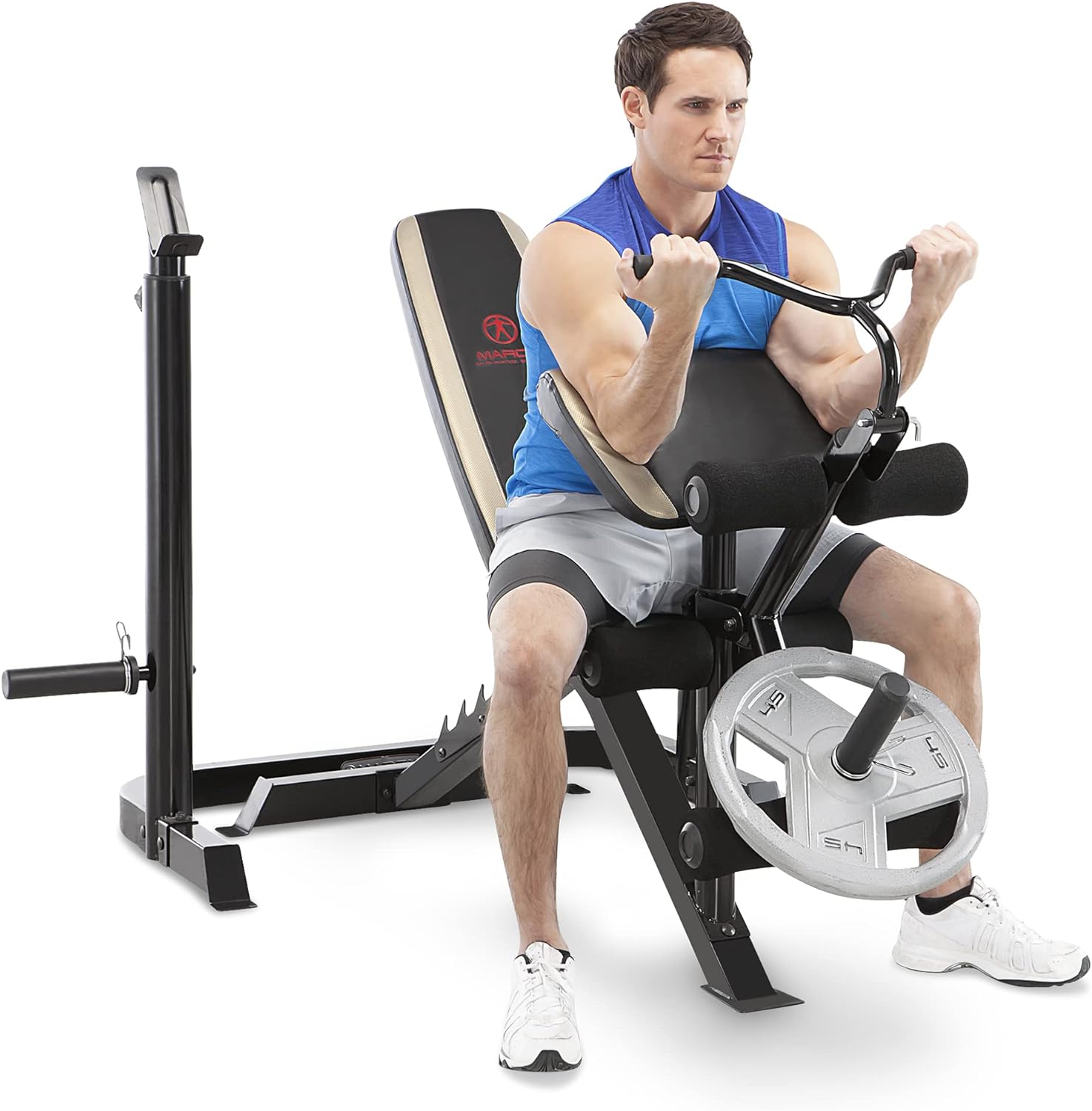 Marcy Olympic Weight Bench with Preacher Curl Pad and Leg Developer for Full-Body Workout