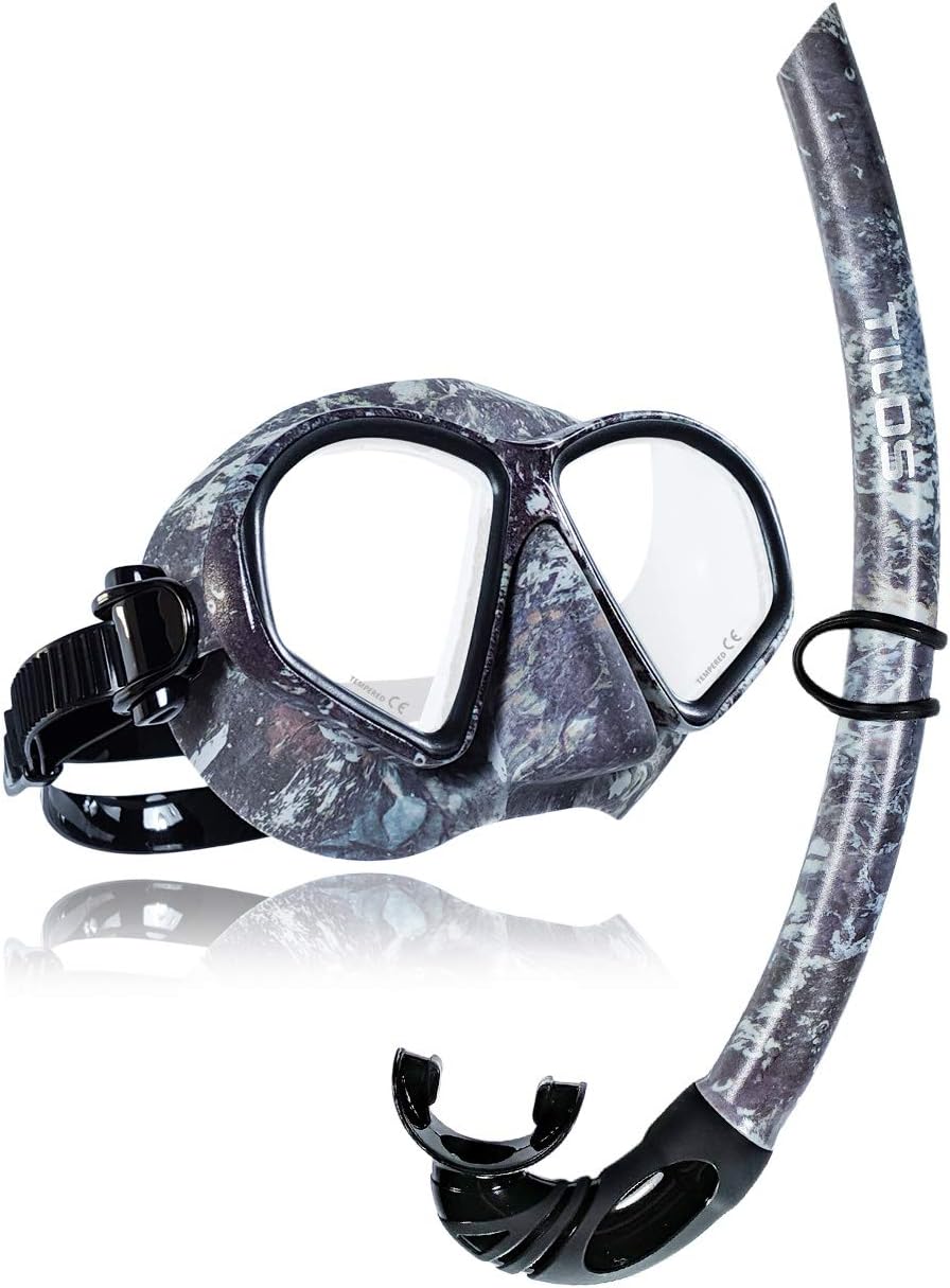 Tilos Spawn Camo Mask Snorkel Set for Spearfishing, Free Diving, Scuba Diving, Snorkeling