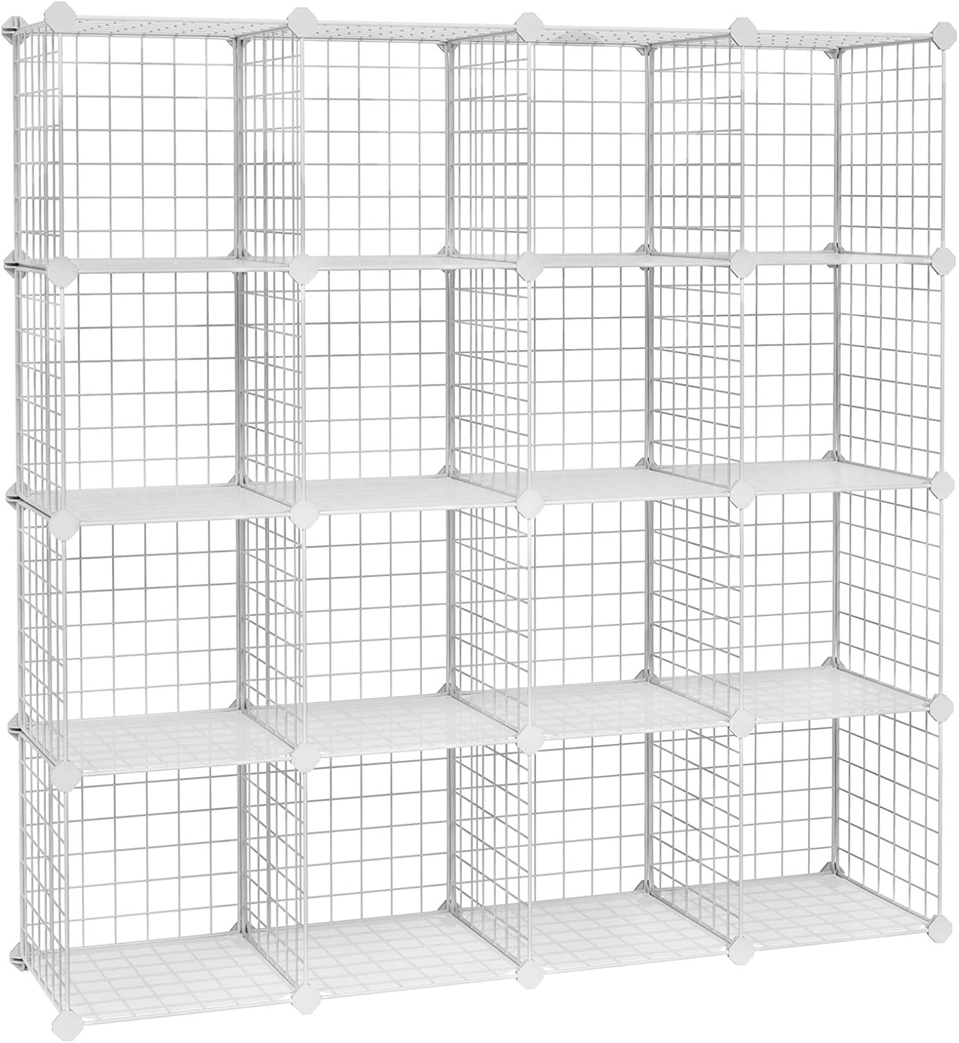 SONGMICS 16-Cube Shelves Organizer, Modular Bookcase, DIY Closet Cabinet Shelf White ULPI44W