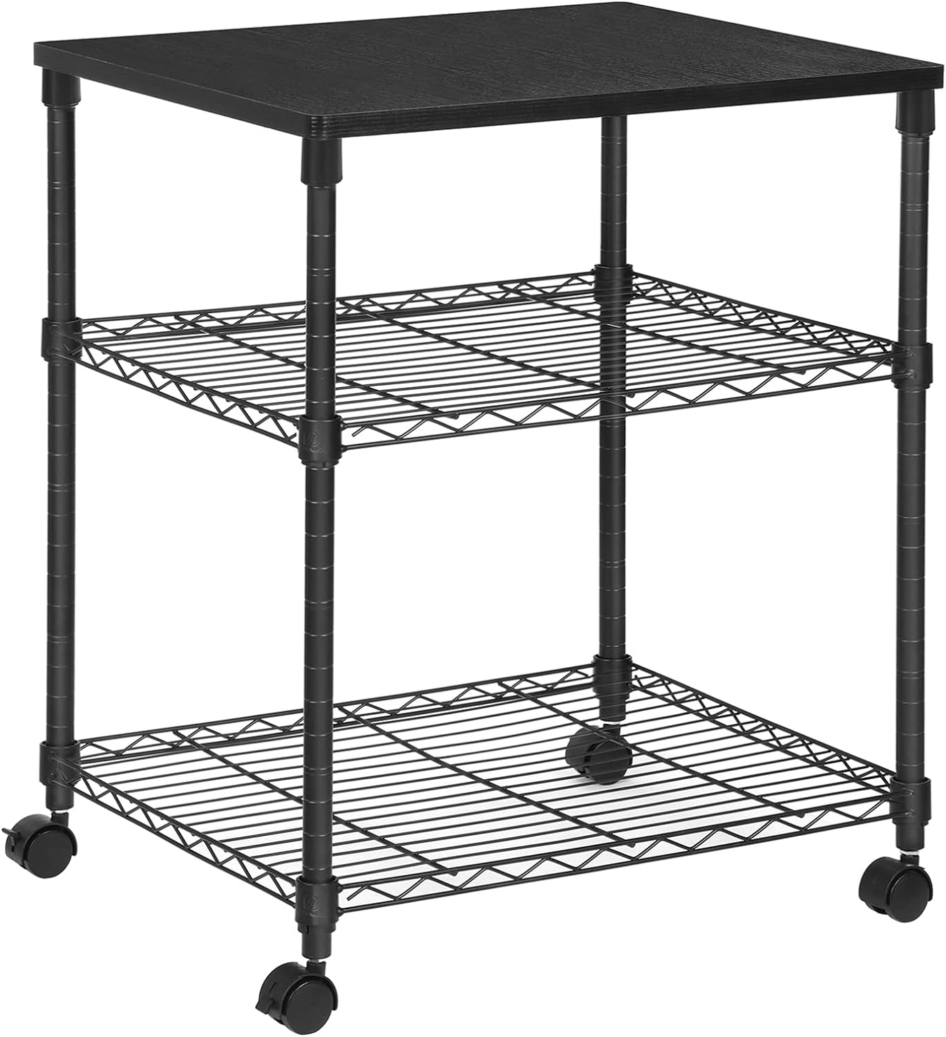 SONGMICS 3 Tier Printer Stand, Printer Table with Wheels, Rolling Printer Cart, Printer Desk with Metal Frame for Home Office, 22 x 18.1 x 26.8 Inches, Black ULGR32BK