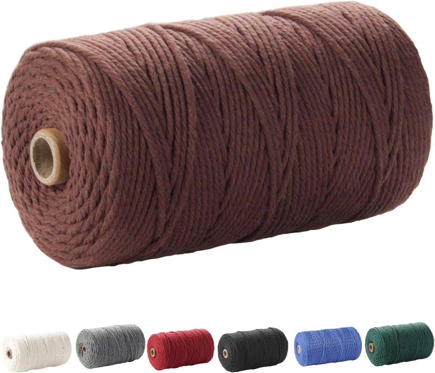 Macrame Cord, ZOUTOG 3mm x 220 yd (About 200m) 100% Natural Cotton Soft Unstained Rope for Handmade Plant Hanger Wall Hanging Craft Making, Brownness