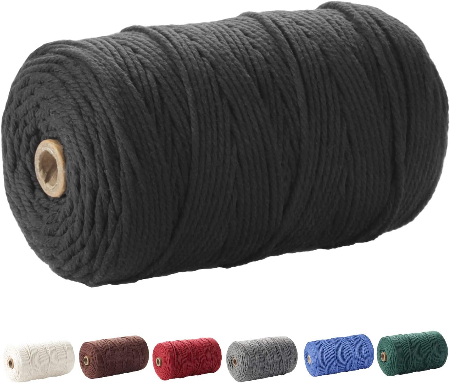 Macrame Cord, ZOUTOG 3mm x 220 yd (About 200m) 100% Natural Cotton Soft Unstained Rope for Handmade Plant Hanger Wall Hanging Craft Making, Black