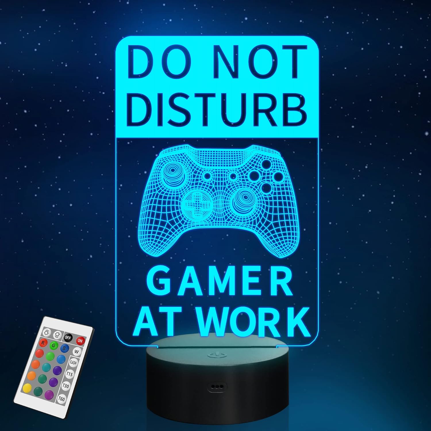 Do Not Disturb Gamer at Work Night Light,Gamepad Graphic Video Games Gamer Gift Funny 3D Illusion Lamp 16 Colors Changing Touch & Remote Control for Men Teenagers and Kids