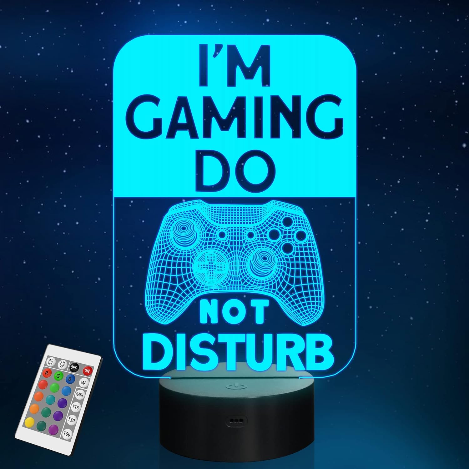 Do Not Disturb I&#39;m Gaming Night Light,Gamepad Graphic Video Games Gamer Gift Funny 3D Illusion Lamp 16 Colors Changing Touch & Remote Control for Men Teenagers and Kids