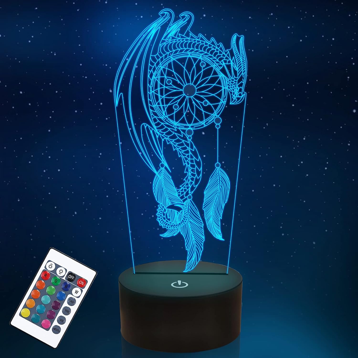 Dream Catcher Dragon Night Light, 16 Color Changing Touch Control with USB Cable LED Table Desk Decor Lamps Christmas Birthday Gifts for Kids Boys